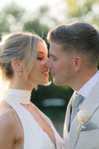 Cinematic wedding photographer UK capturing natural couple portrait with soft light